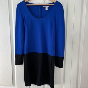 Banana Republic Bodycon Color Block Women’s Size 4 Royal Blue & Black Zip Back